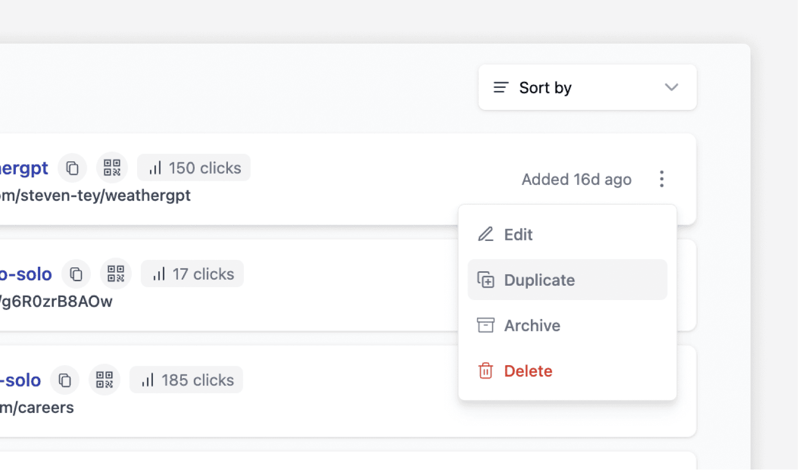 Ability to duplicate a link