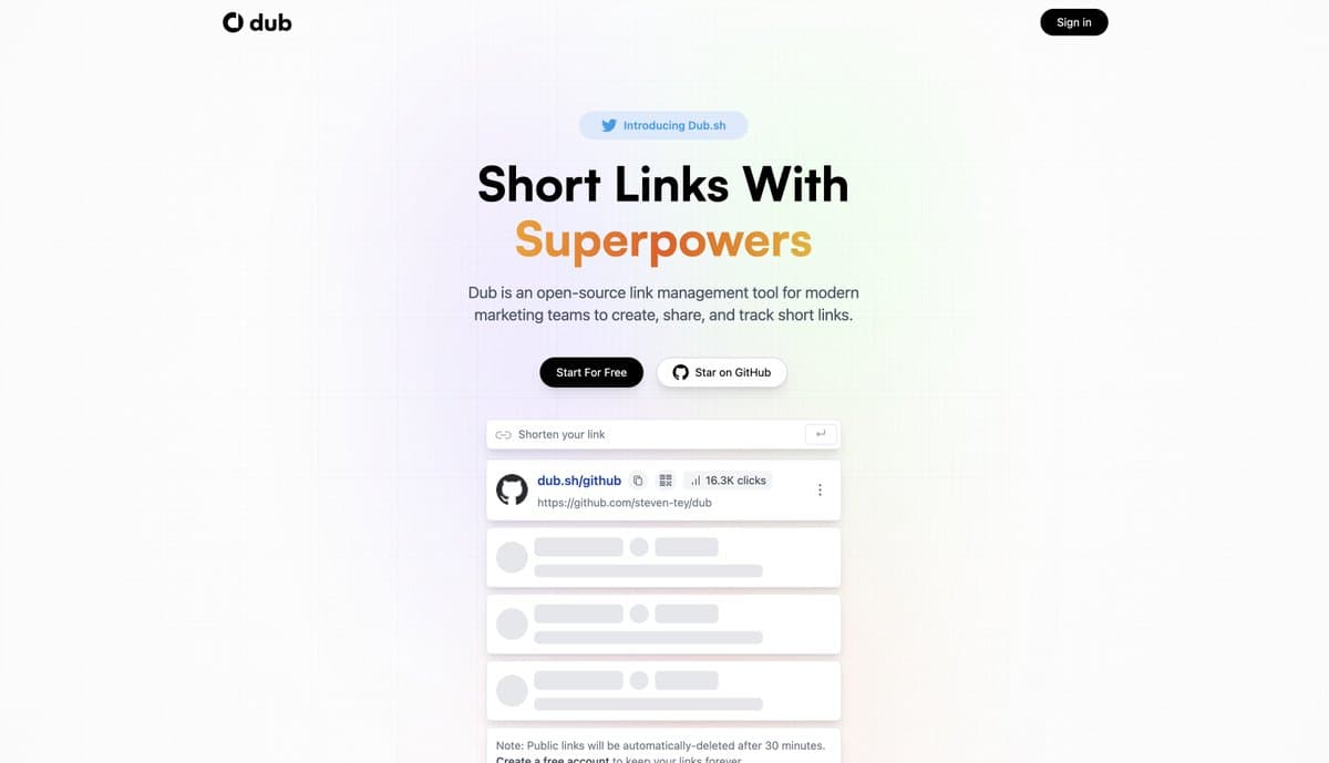 🔗 Alternativa Open Source para acortar links construido con @vercel por @steventey 

🚀 Dispone de análisis incorporados y dominios personalizados gratuitos.

👉 https://dub.sh/ 👈 
